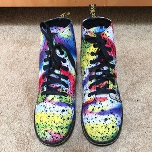 DR. MARTENS Size 7 rainbow splatter boots